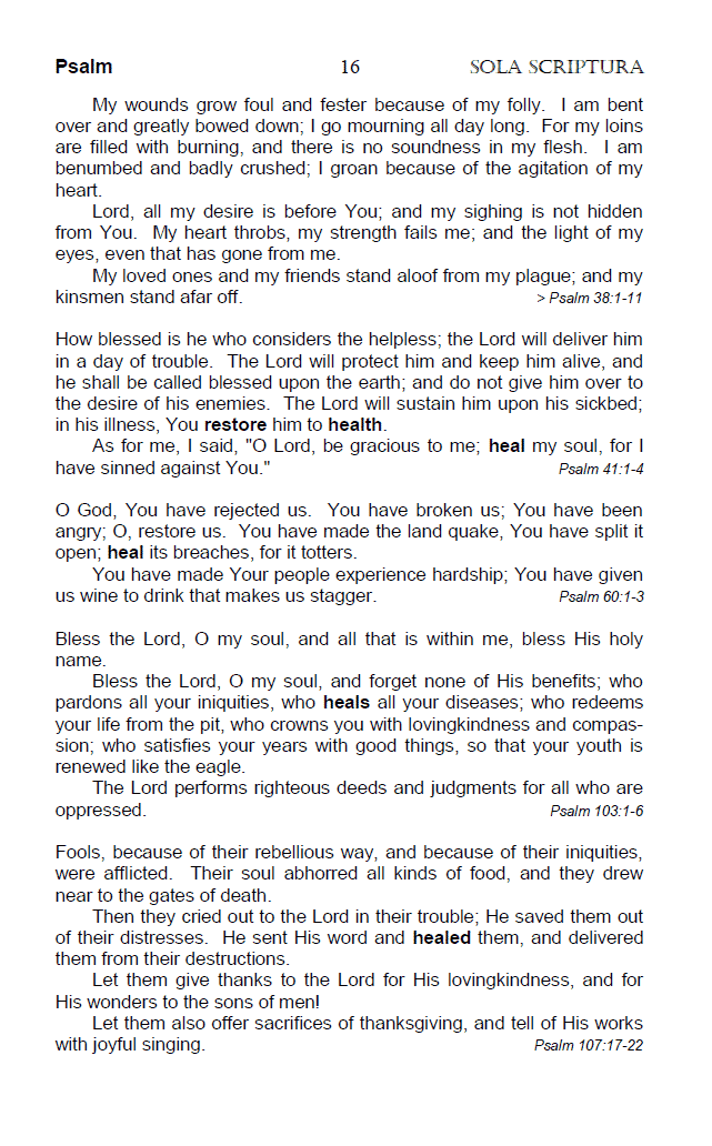 The Healing Chapter from the "Sola Scriptura Topical Bible - Top 20 Spiritual Symbols".