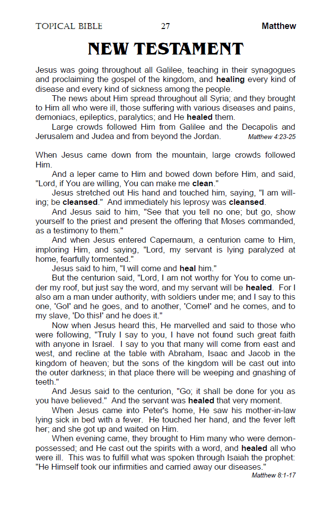The Healing Chapter from the "Sola Scriptura Topical Bible - Top 20 Spiritual Symbols".
