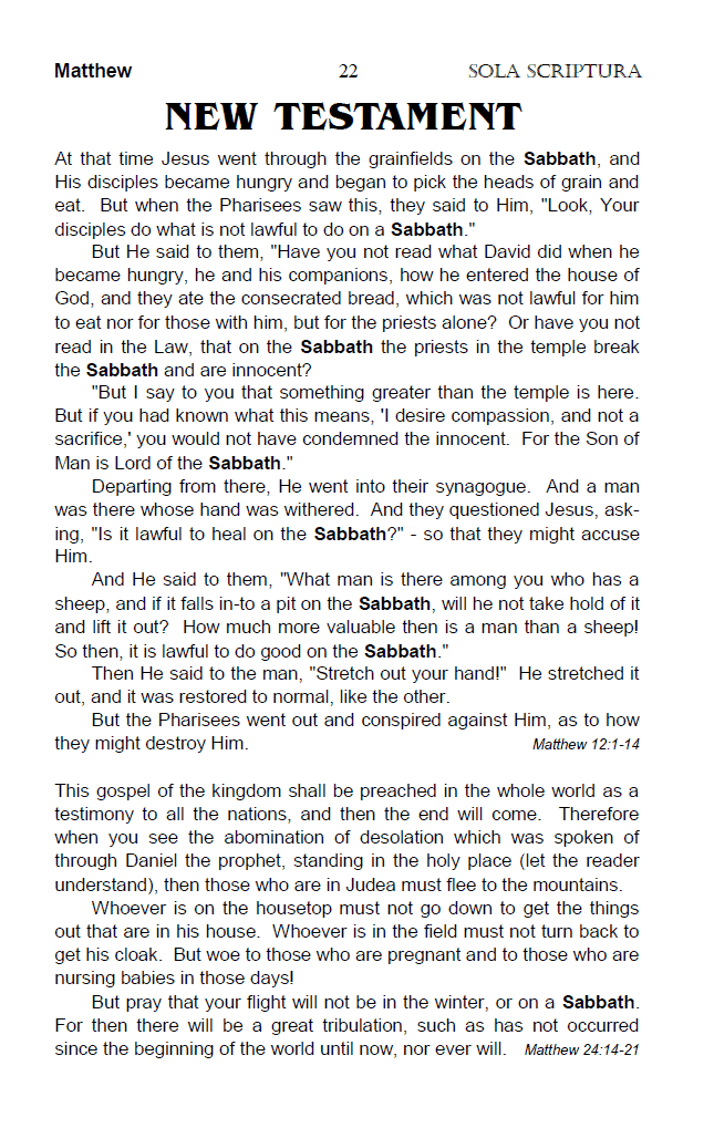 The Sabbath Chapter from the "Sola Scriptura Topical Bible - Top 20 Spiritual Symbols".