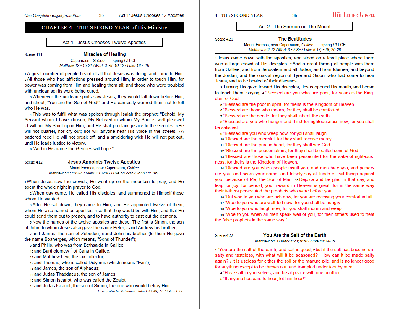 Sample from "The Red Letter Gospel" Standard Edition - Chapter 4.