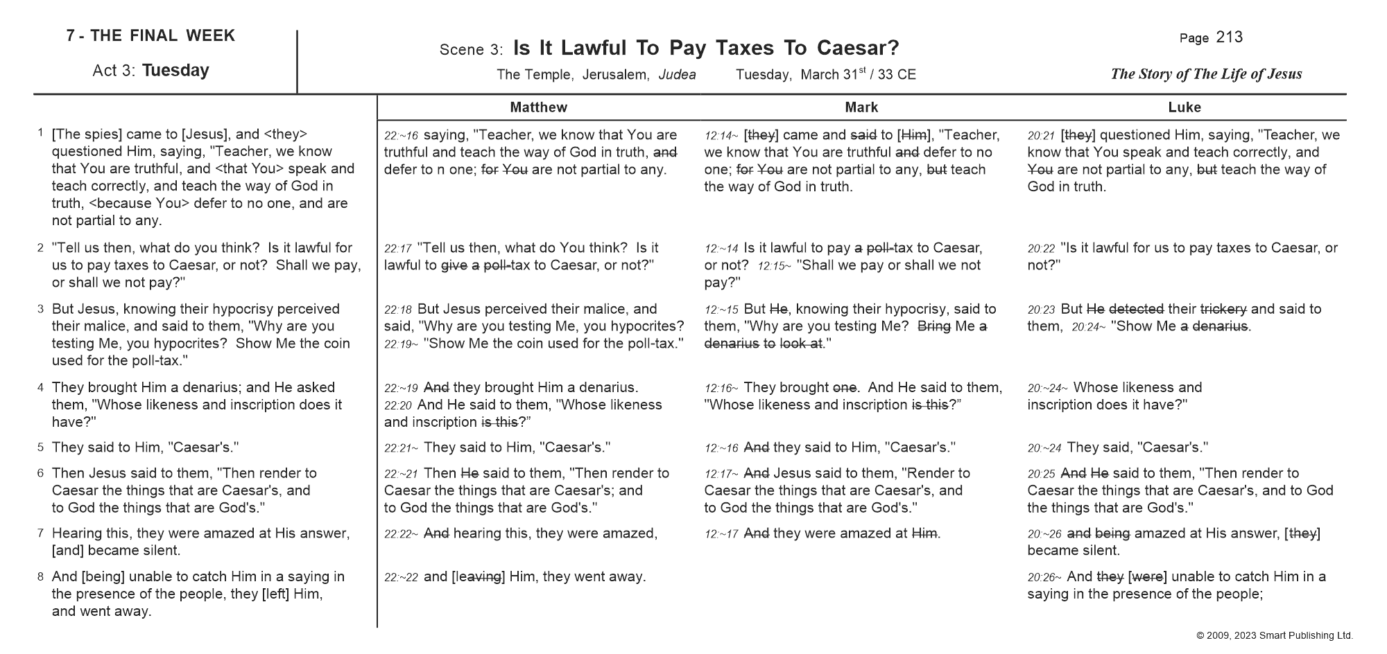 Scene 733 from FIVE COLUMN: The Synoptic Gospel - Verse-By-Verse Edition.