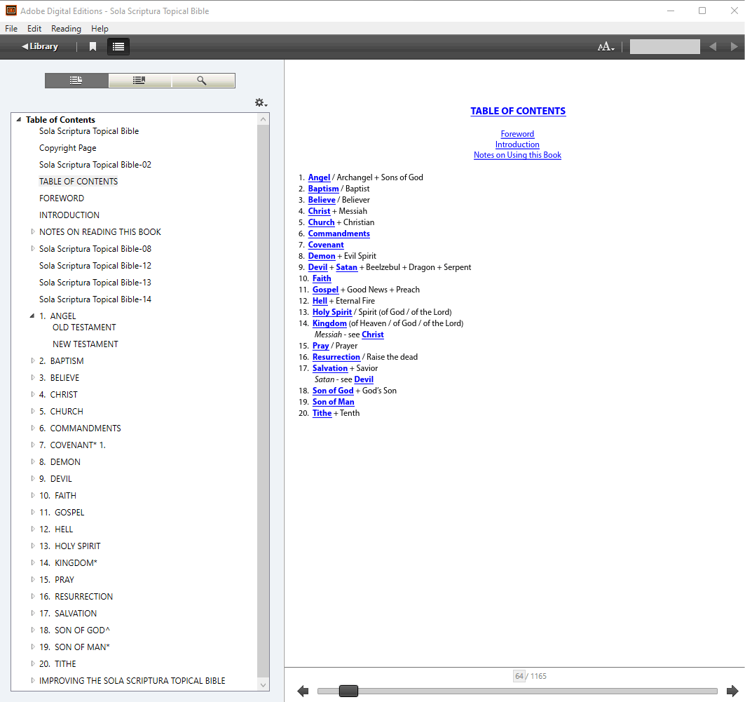 Sola Scriptura Topical Bible: Top 20 Spiritual Symbols ePub - Table of Contents.